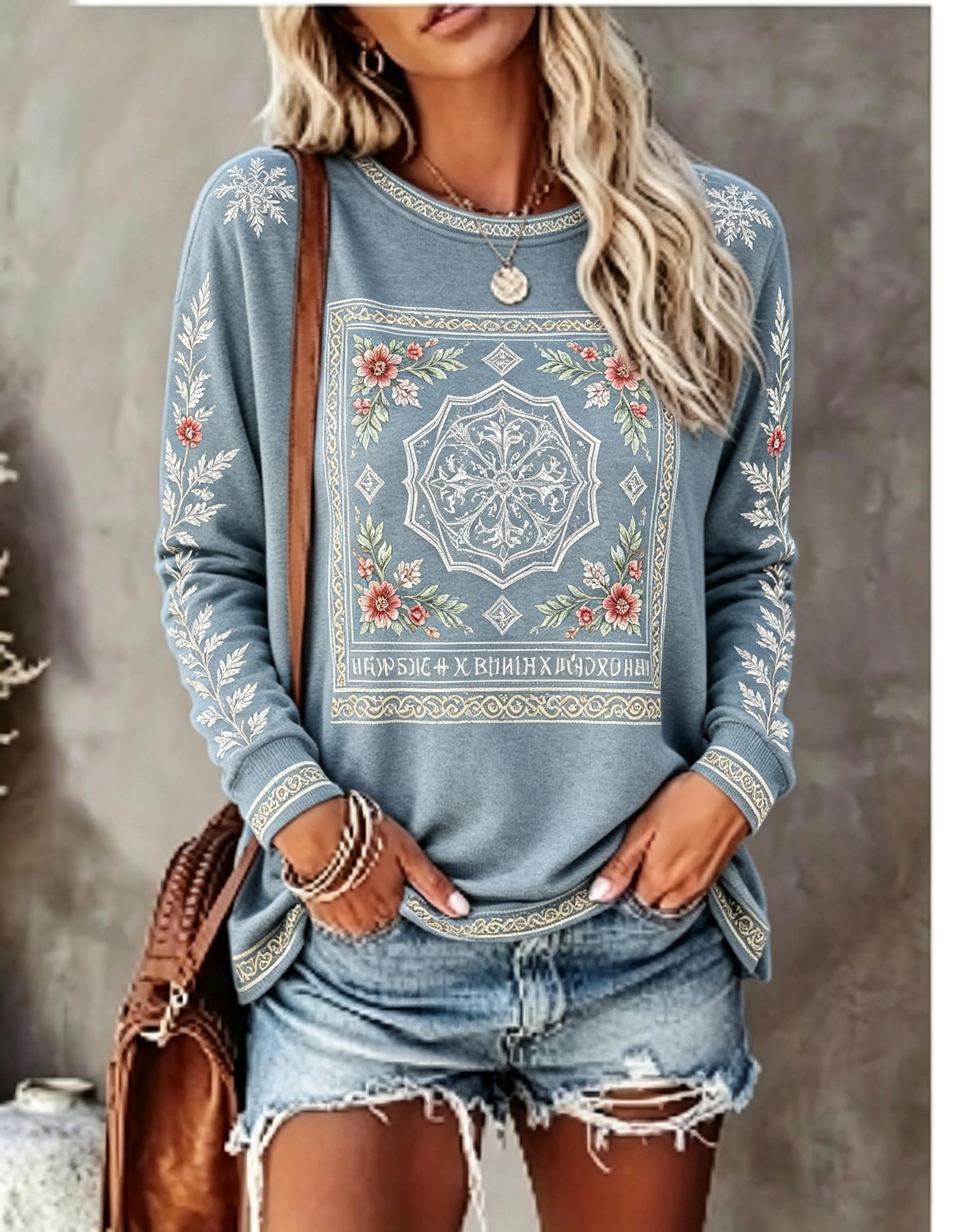 Women Crew Neck Long Sleeve T‑ - Wallpaper review and price