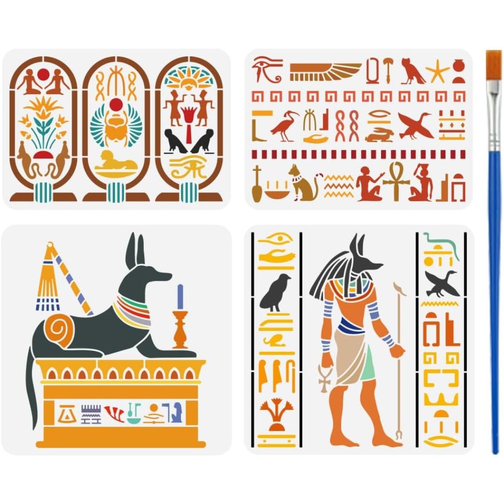 4 PCS Egyptian Symbols Stencil - Paint Brush review and price