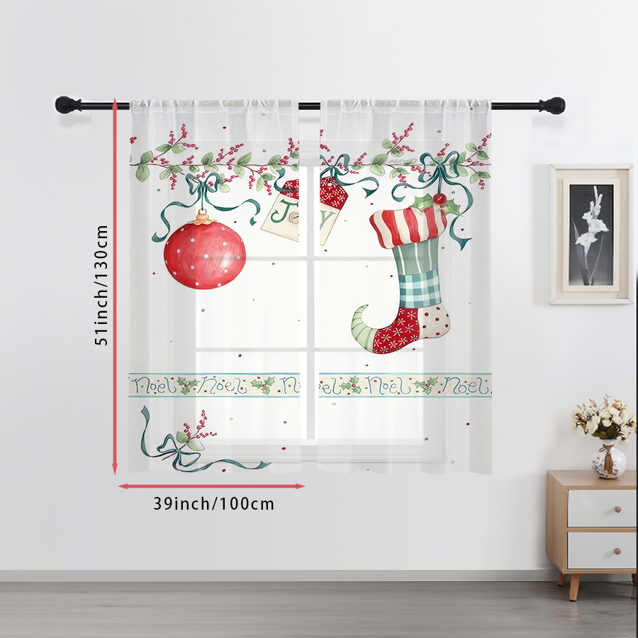 2PCS Bauble Stocking Sheer Cur - Curtain Rods review and price